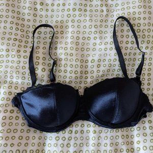 Black satin balconette bra (36B)